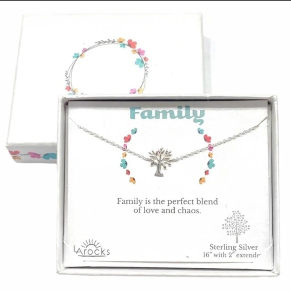 LA Rocks – Sterling Silver Family Tree Necklace, NIB